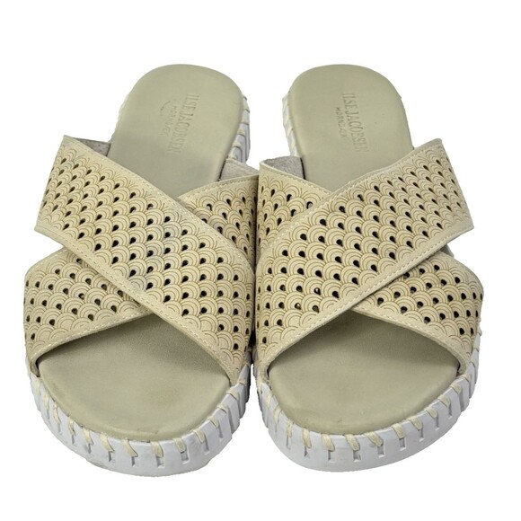 Ilse Jacobsen Tulip Cross Band Sandal Slide Milk Cream US 9.5  EU 40 READ - Picture 2 of 11